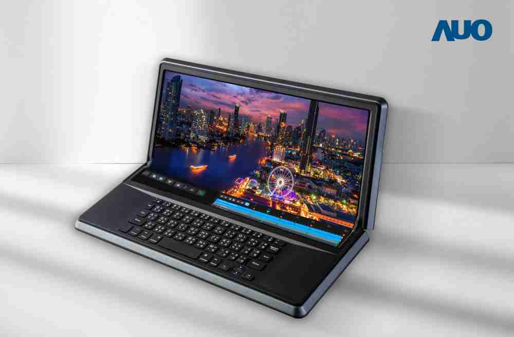 牛牛游戏14.6吋Micro LED折迭显示屏幕，，，搭配半径4mm的弯折绞炼，，，，以及高画素、、、、高亮度、、高对比度的显示技术特点，，即便在大视角下仍保有绝佳色相与亮度